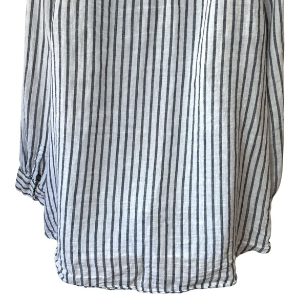 Sigrid Olsen 100% Linen Striped Button Down Blouse Coastal Lagenlook Travel 2X - Picture 8 of 12